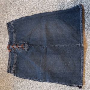 Zippable Jean Skirt with Leather tie from Hang Ten